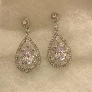 CZ formal dangle drop earrings